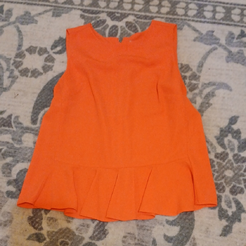 belle sky Orange Sleeveless Peplum Tank Top